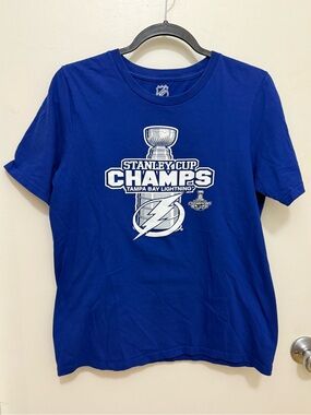 NHL Blue Crewneck Graphic Tee with White Print